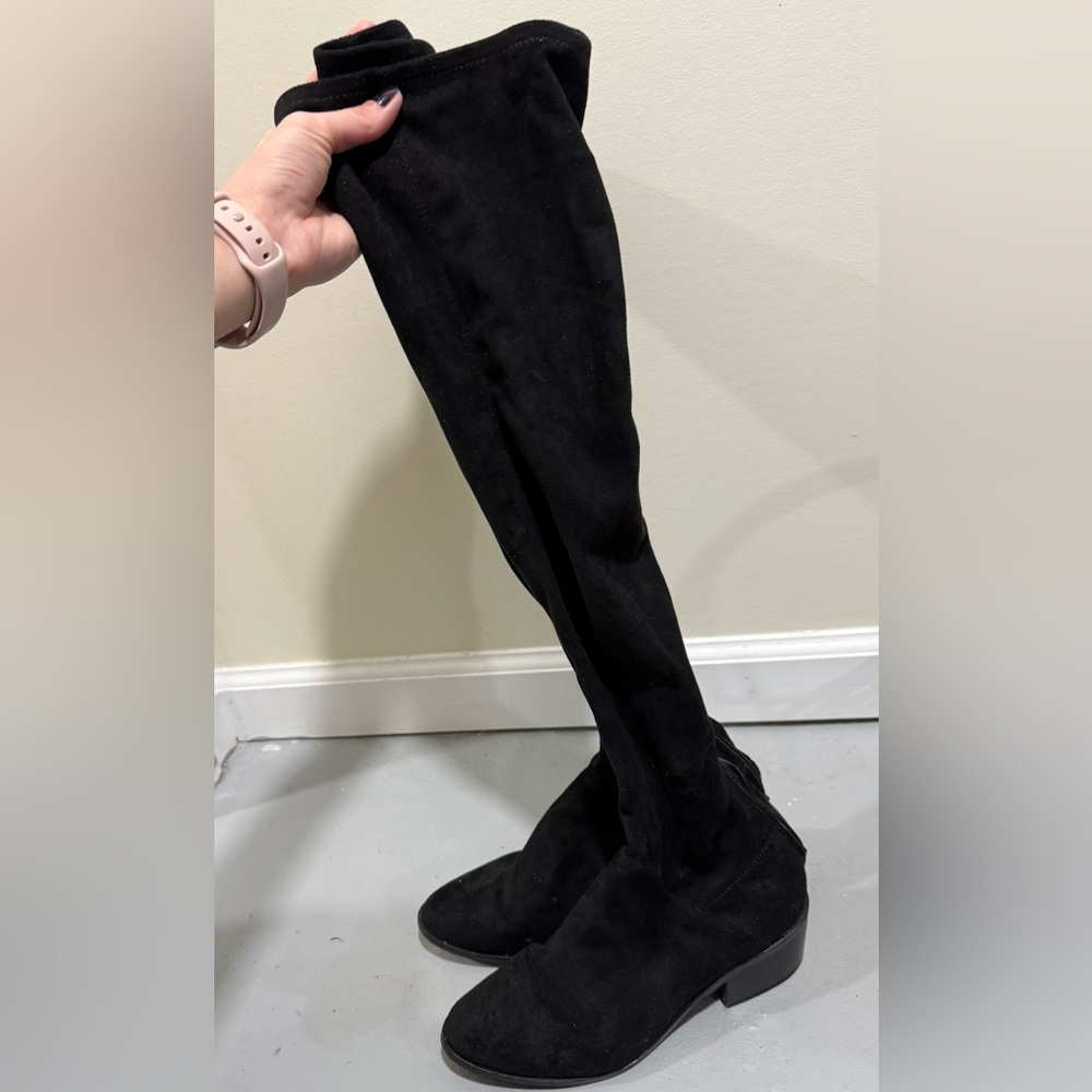 Suede Black Over-the-Knee Boots